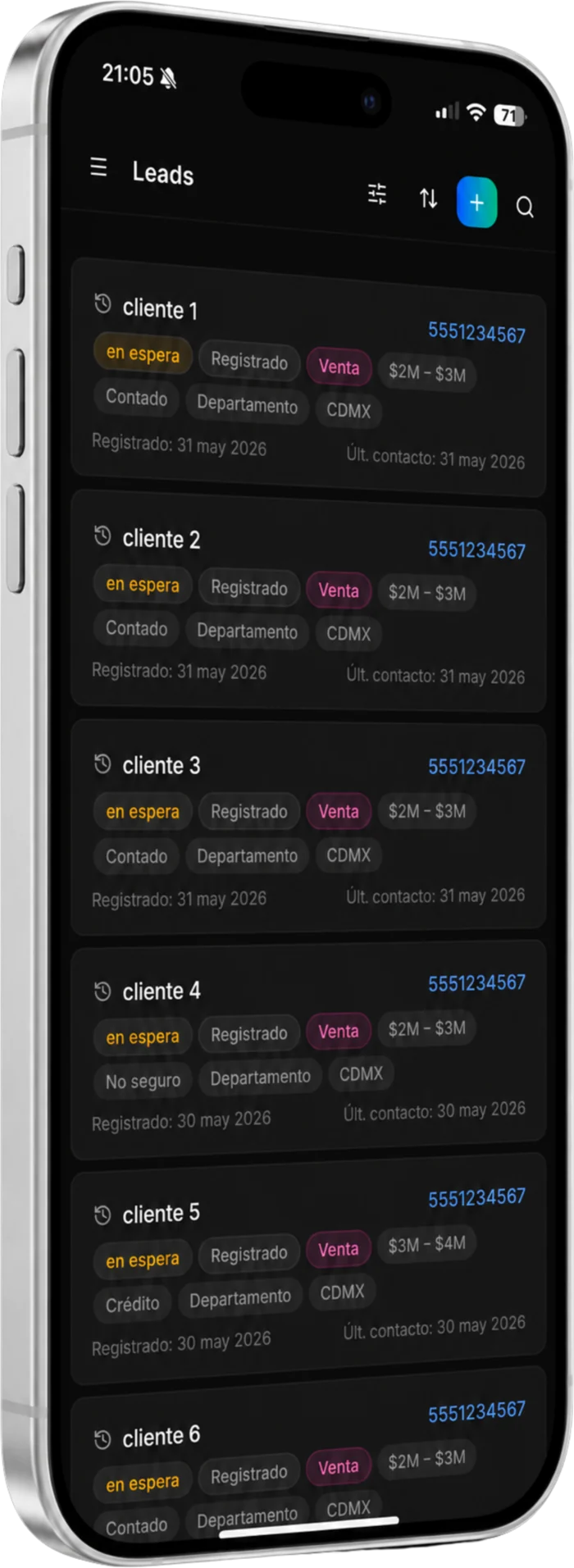 CRM ZEVRA en el celular